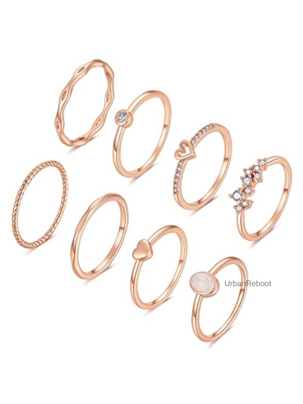 Gold Plated Ring Set for Women Dainty Stackable Rings Rose Gold